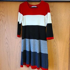 Colorful Striped Soft-Cotton Sweater Dress